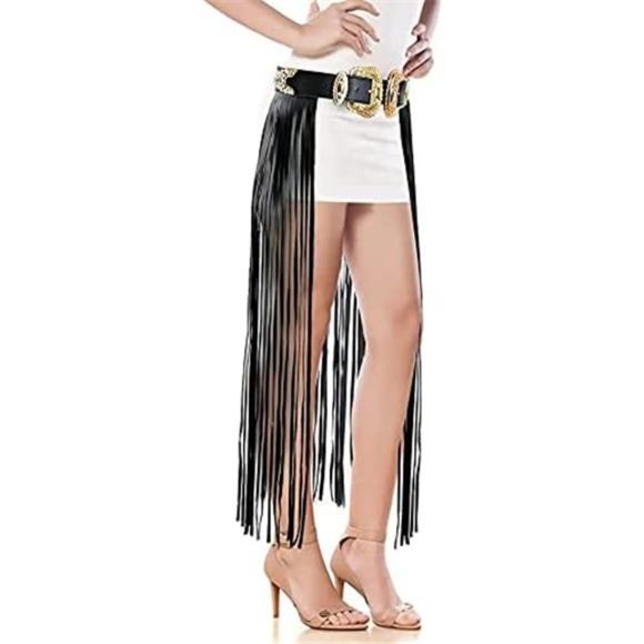 VITOGIFTRIA Western Vintage Punk Tassels Skirt Belt Fringe Waistband Party Dance main image 4